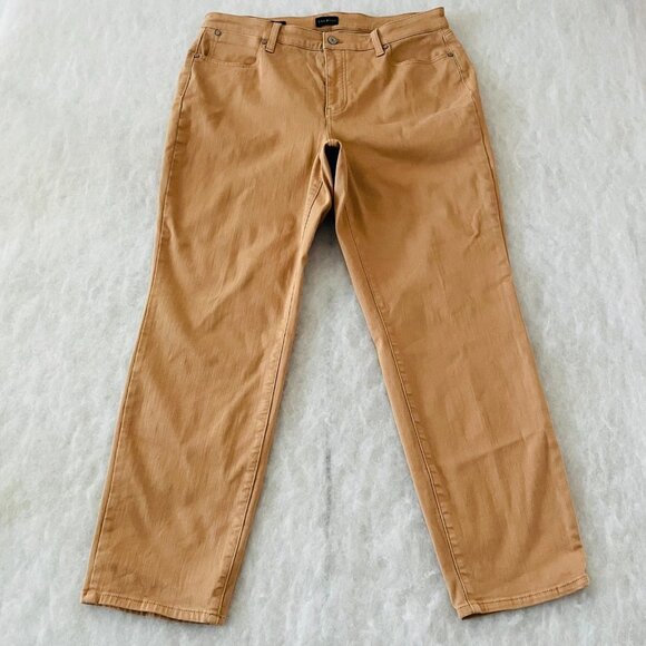 Talbots Womens Camel Brown High Rise Modern Curvy Slim Ankle Jeans Size 14 - Picture 1 of 10